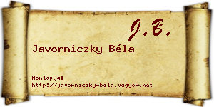 Javorniczky Béla névjegykártya